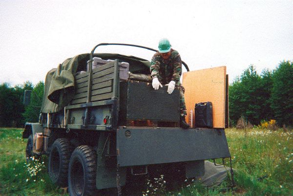 TSgt Thompson unloading a duce, Rainier Relay, June 2001
