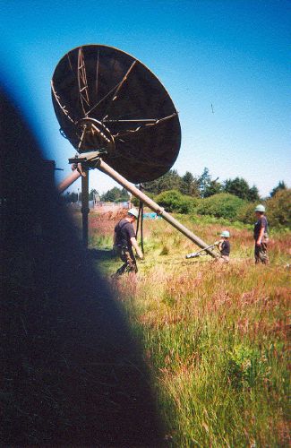 Setting up MRT-2, Camp Rilea Electrical Survey, June 2001 (L-R) SMSgt Kehler, SRA Cooper, MSgt Nielsen.
